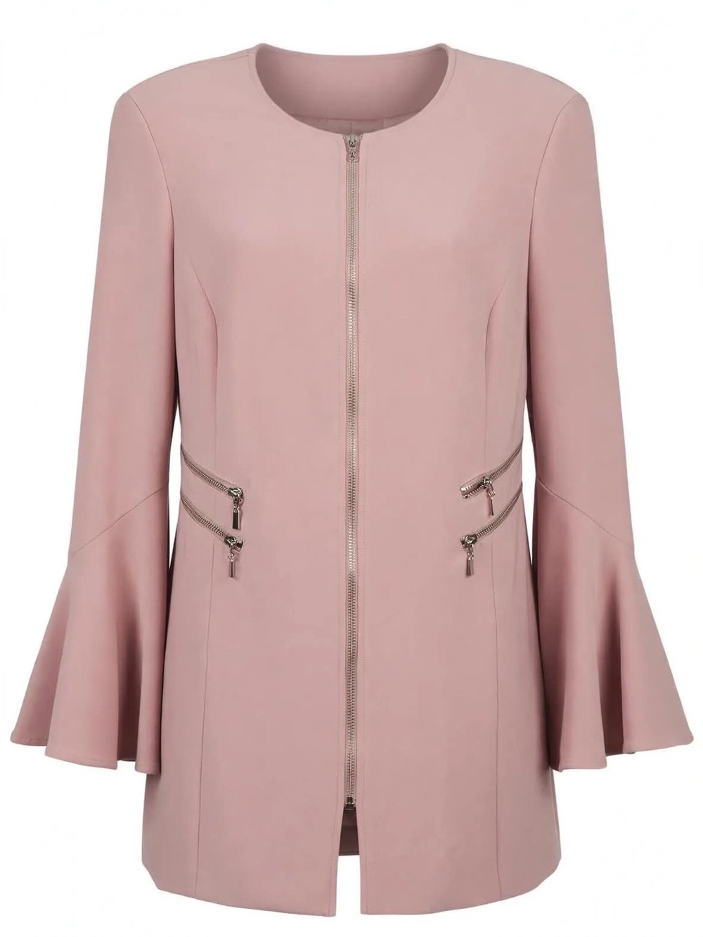Frank Lyman NWT 183091 Blush Pink Zip Moto Jacket 10 / 12 Bell Flare Sleeve $299